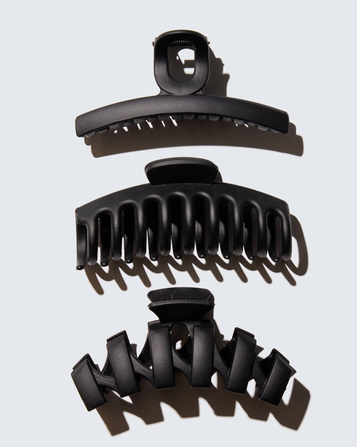 Medium Claw Hair Clips, 3-Pack, Black