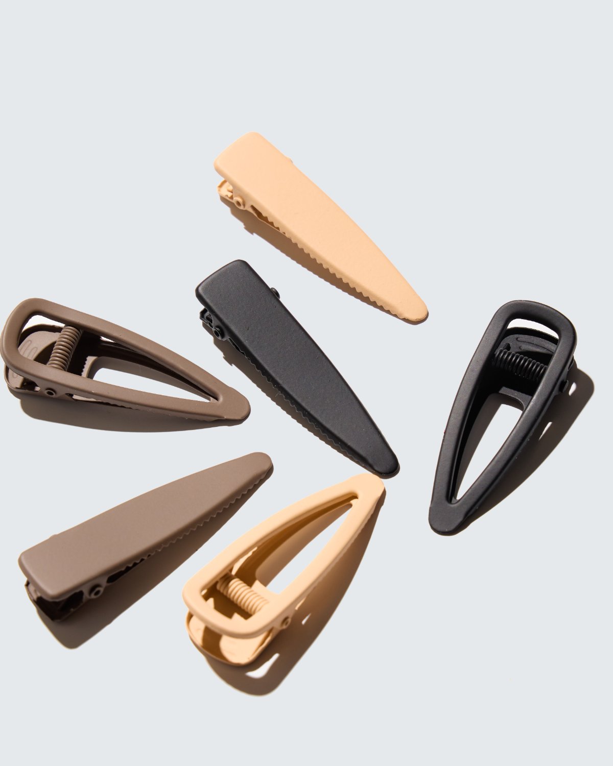 No-Slip Hair Clips, 6-Pack, Coffee