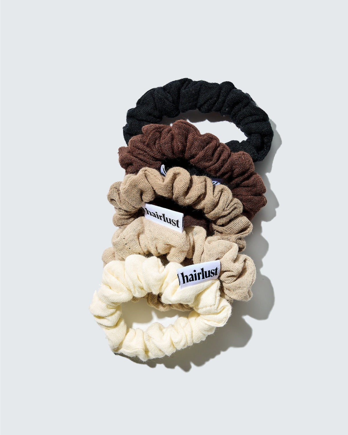 Cotton Scrunchies, Small, 5-Pack, Coffee