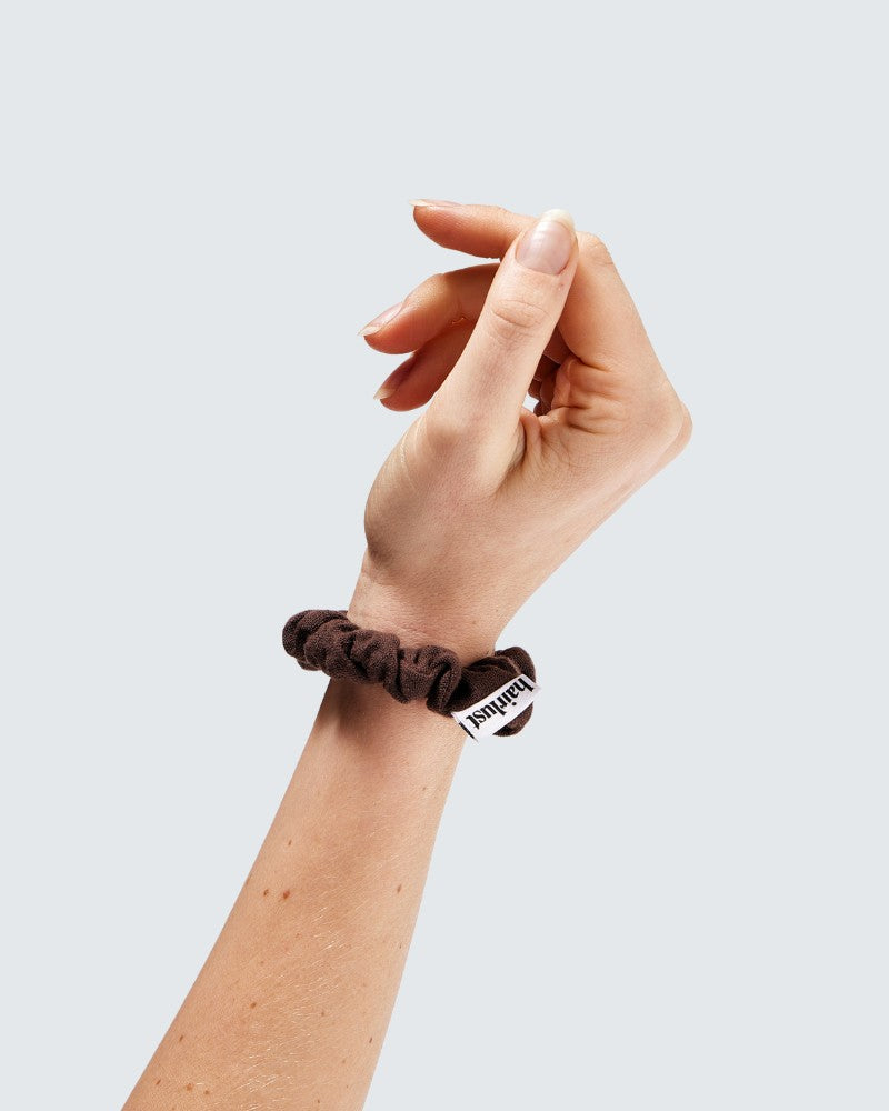 Cotton Scrunchies, Small, 5-Pack, Coffee