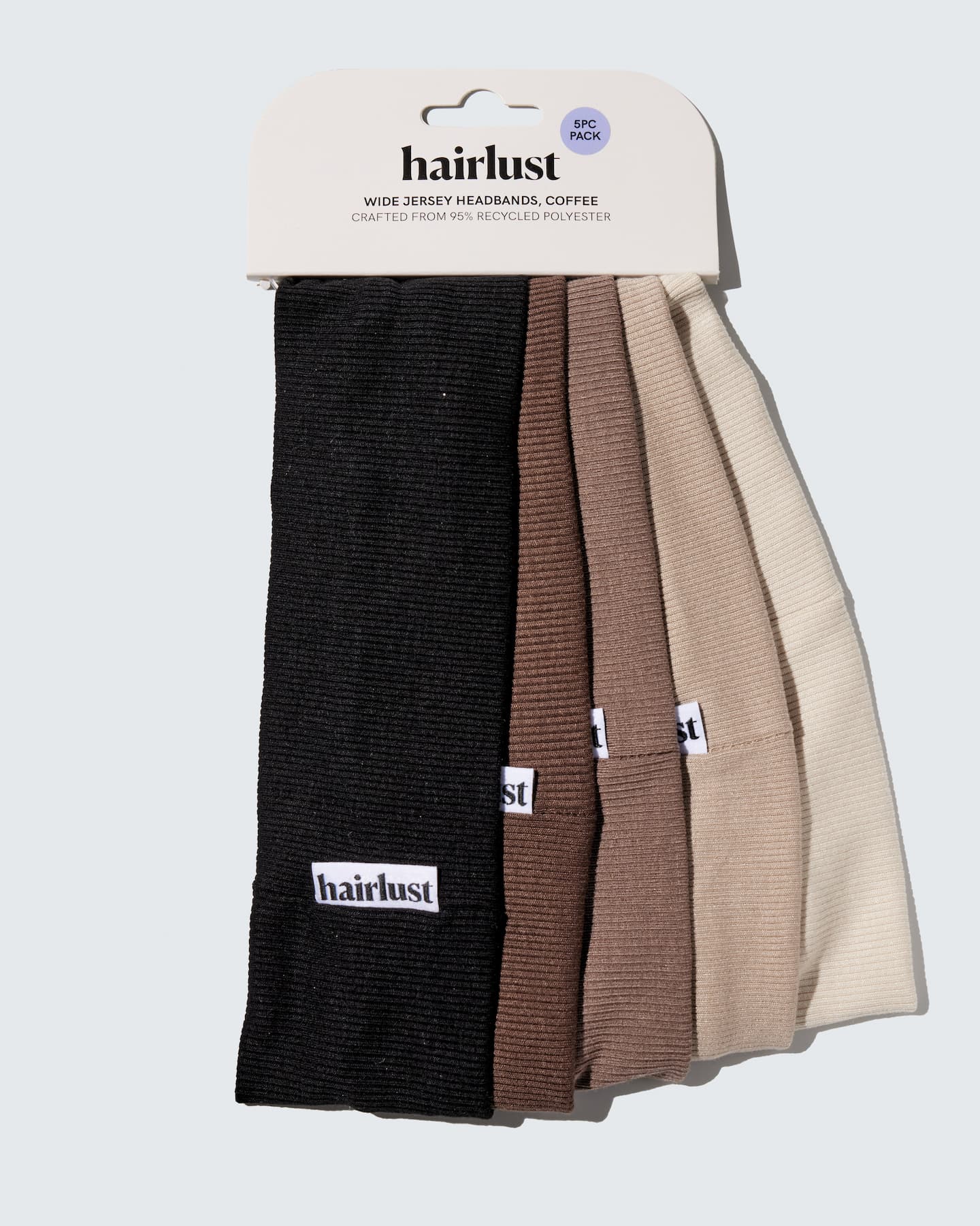 Wide Jersey Headbands, 5-Pack, Coffee på udsalg