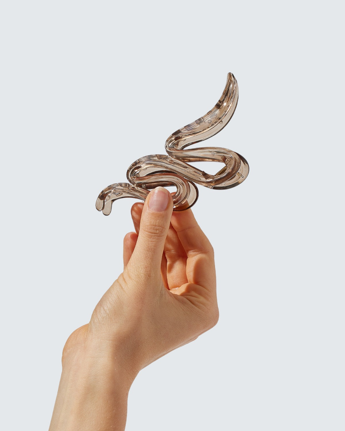 Large Claw Hair Clips, Wave, 2-Pack, Coffee/Clear