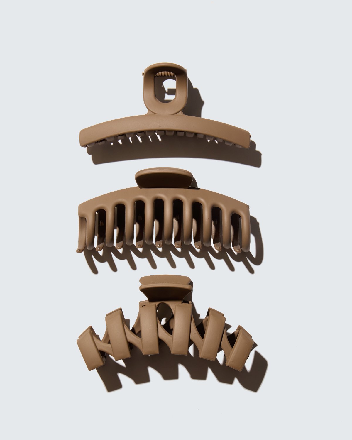 Medium Claw Hair Clips, 3-Pack, Coffee