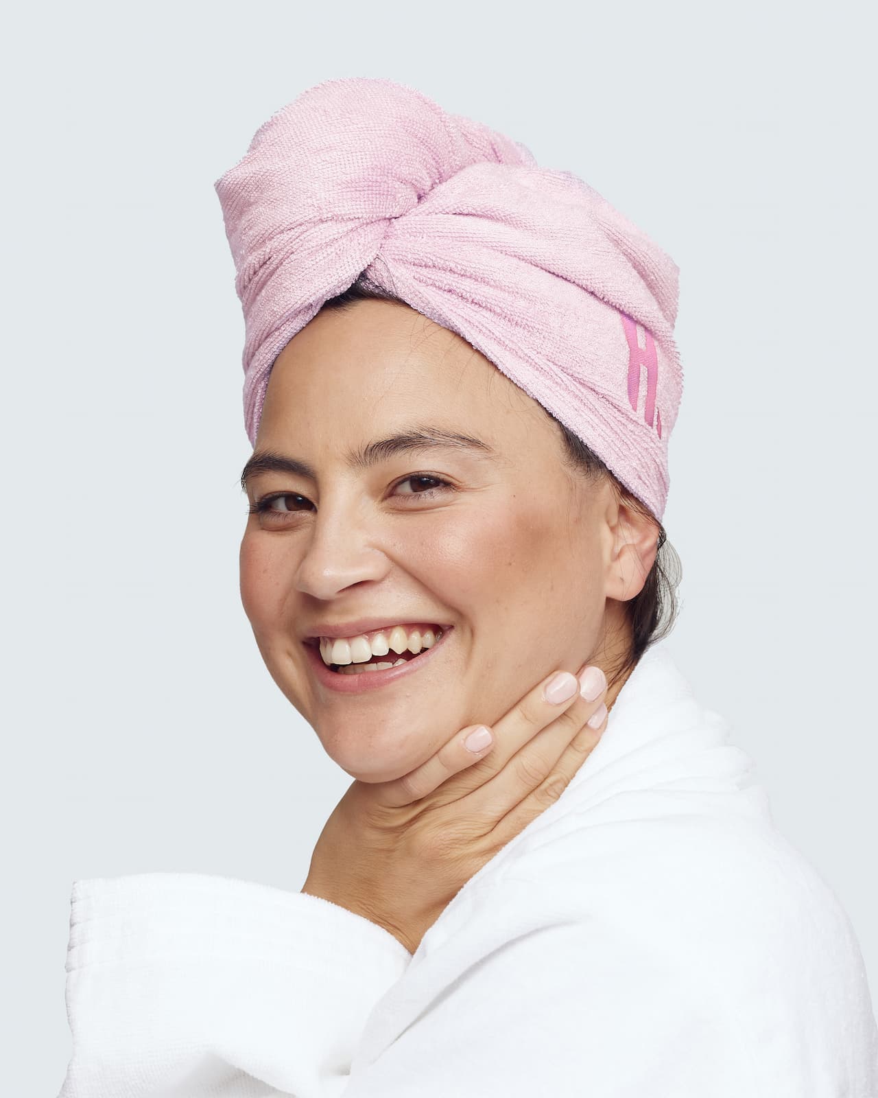 Bamboo Hair Towel Wrap, Pink på udsalg