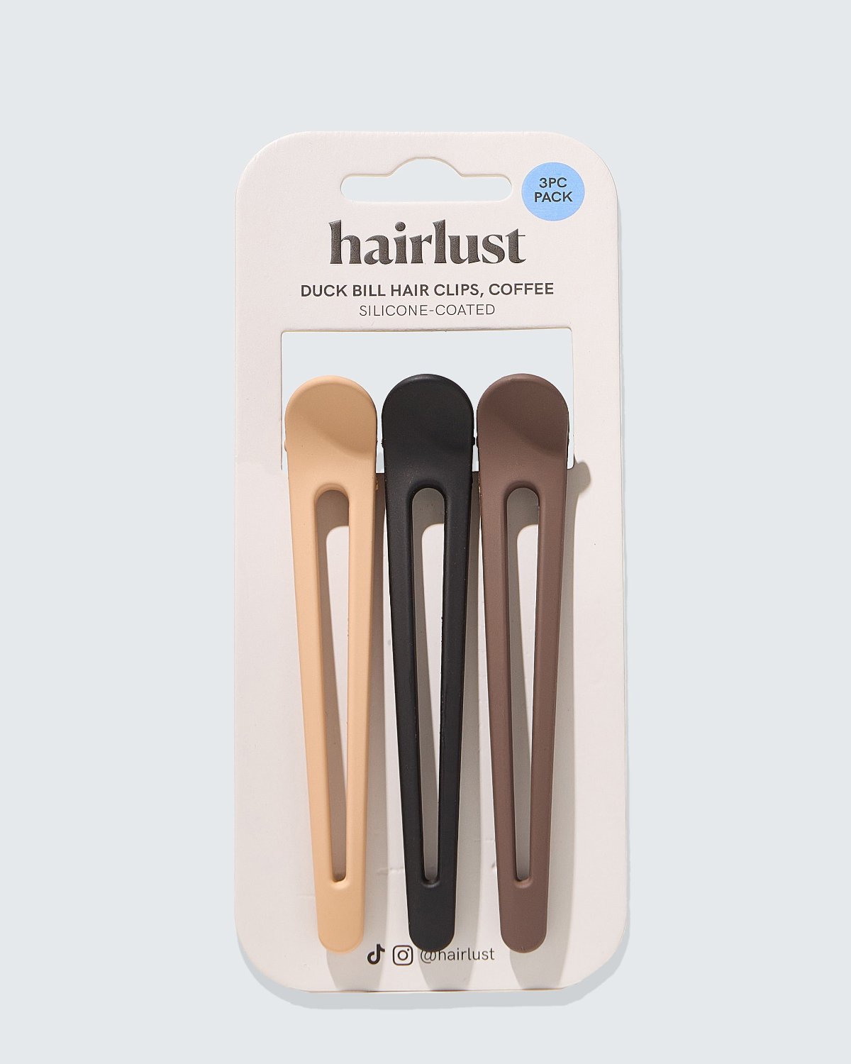 Duck Bill Hair Clips, 3-Pack, Coffee