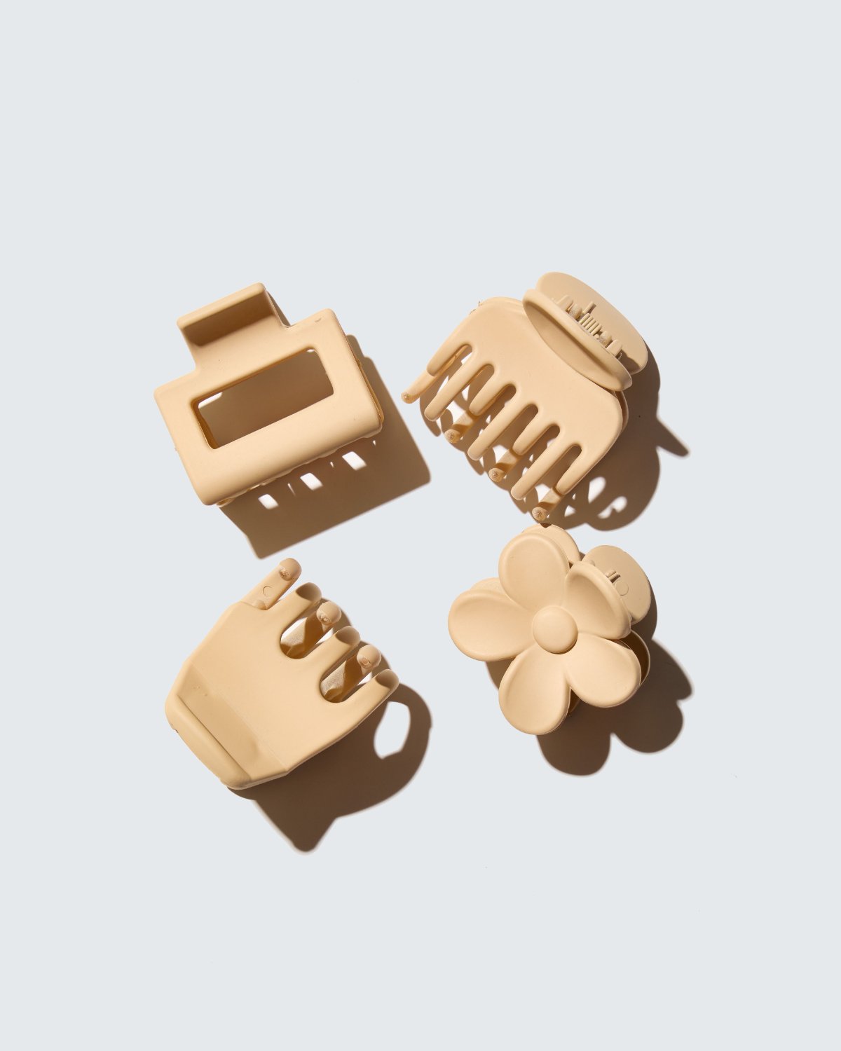 Small Claw Hair Clips, 4-Pack, Beige