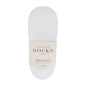Urban Quest 5-Pack Women Bamboo No Show strømper, hvid