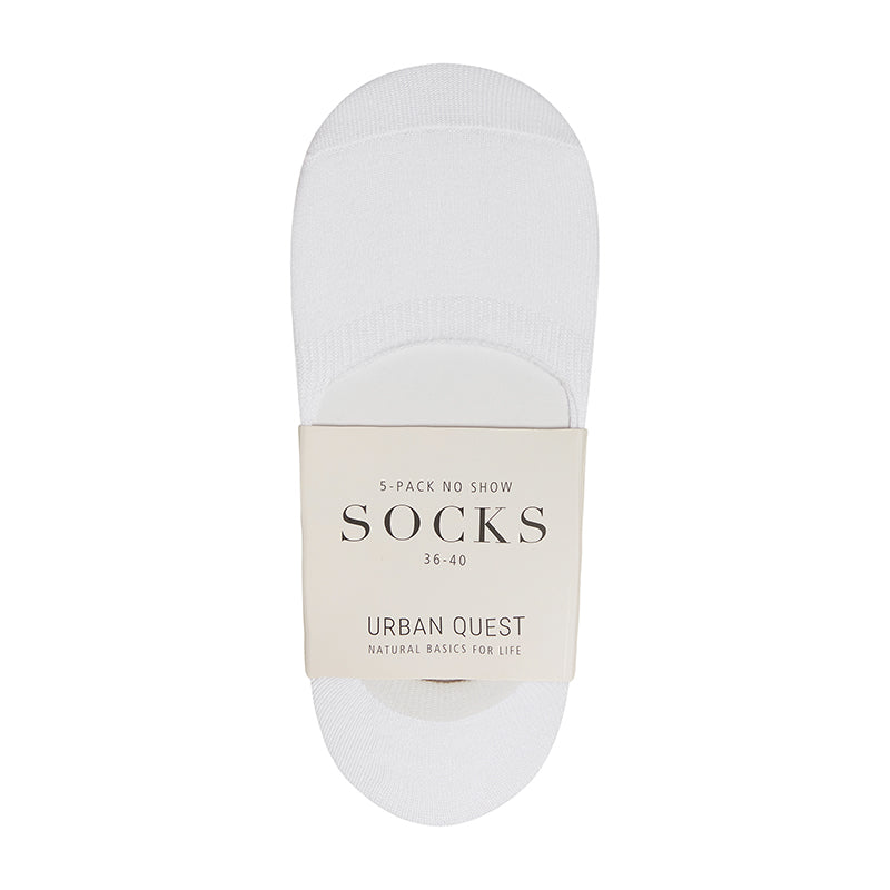 Urban Quest 5-Pack Women Bamboo No Show strømper, hvid