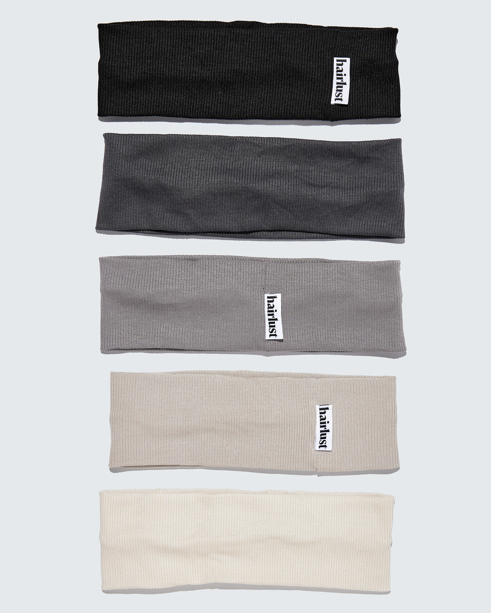 Wide Jersey Headbands, 5-Pack, Gray